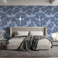 Ginkgo Leaf Mural Wallpaper — Botanical Blue Pattern Mural Wallpaper - pure wallpaper artwork
