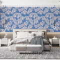 Ginkgo Leaf Pattern Mural Wallpaper — Soft Blue Botanical Print Mural Wallpaper - pure wallpaper artwork