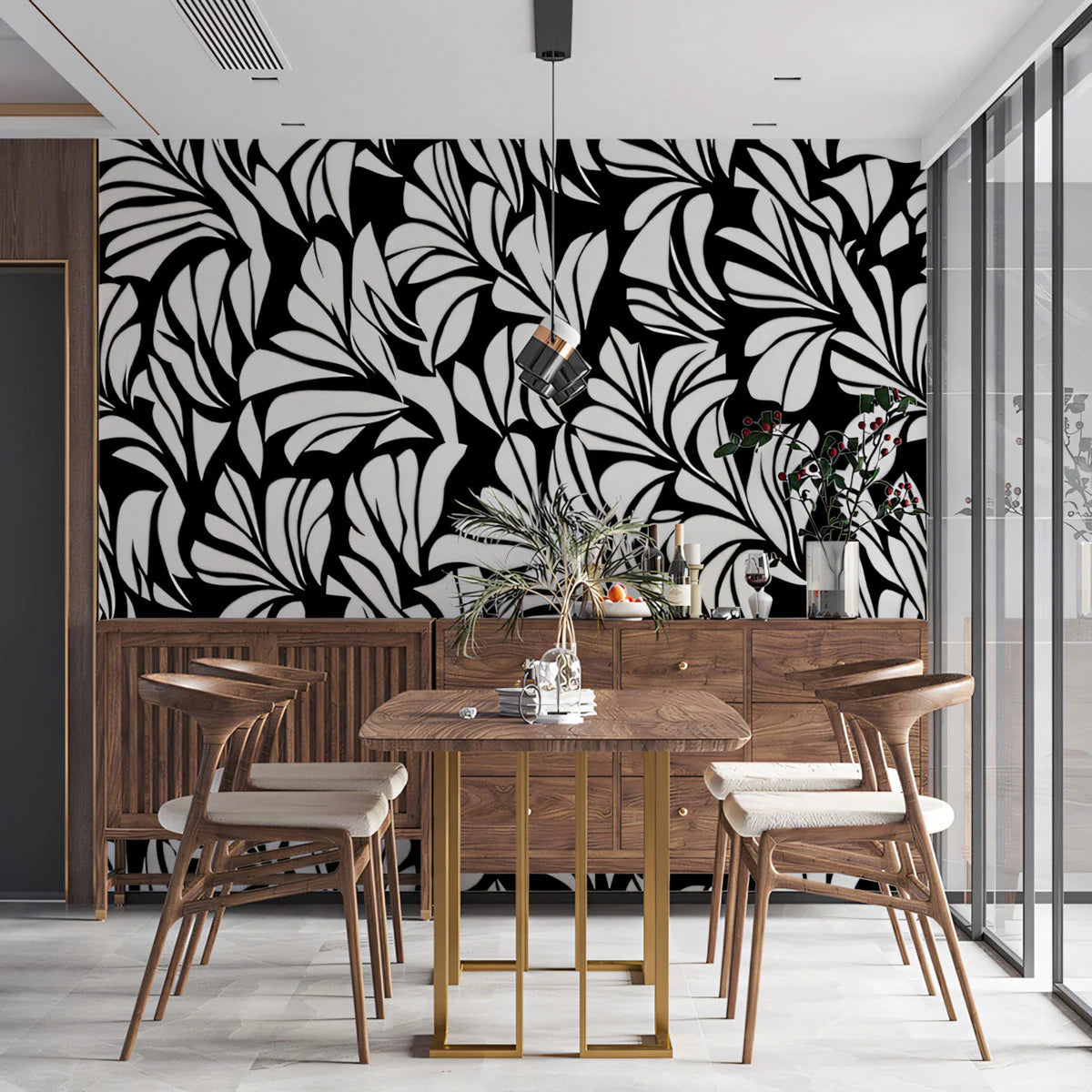 Monochrome Floral Petal Mural Wallpaper — High Contrast Art Mural Wallpaper - pure wallpaper artwork