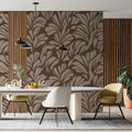 Cocoa Fern Botanical Mural Wallpaper — Retro Geometric Pattern Mural Wallpaper - pure wallpaper artwork