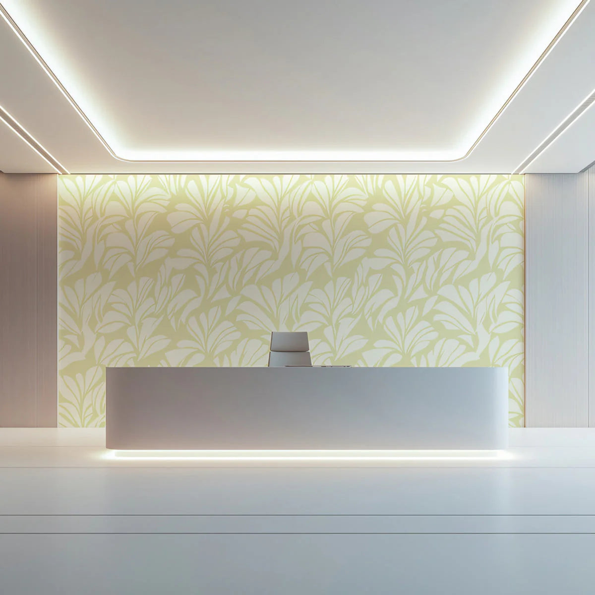 Vanilla Leaf Botanical Mural Wallpaper — Soft Pale Yellow Pattern Mural Wallpaper - pure wallpaper artwork