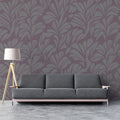 Stylized Leaf Botanical Mural Wallpaper — Muted Plum and Slate Mural Wallpaper - pure wallpaper artwork