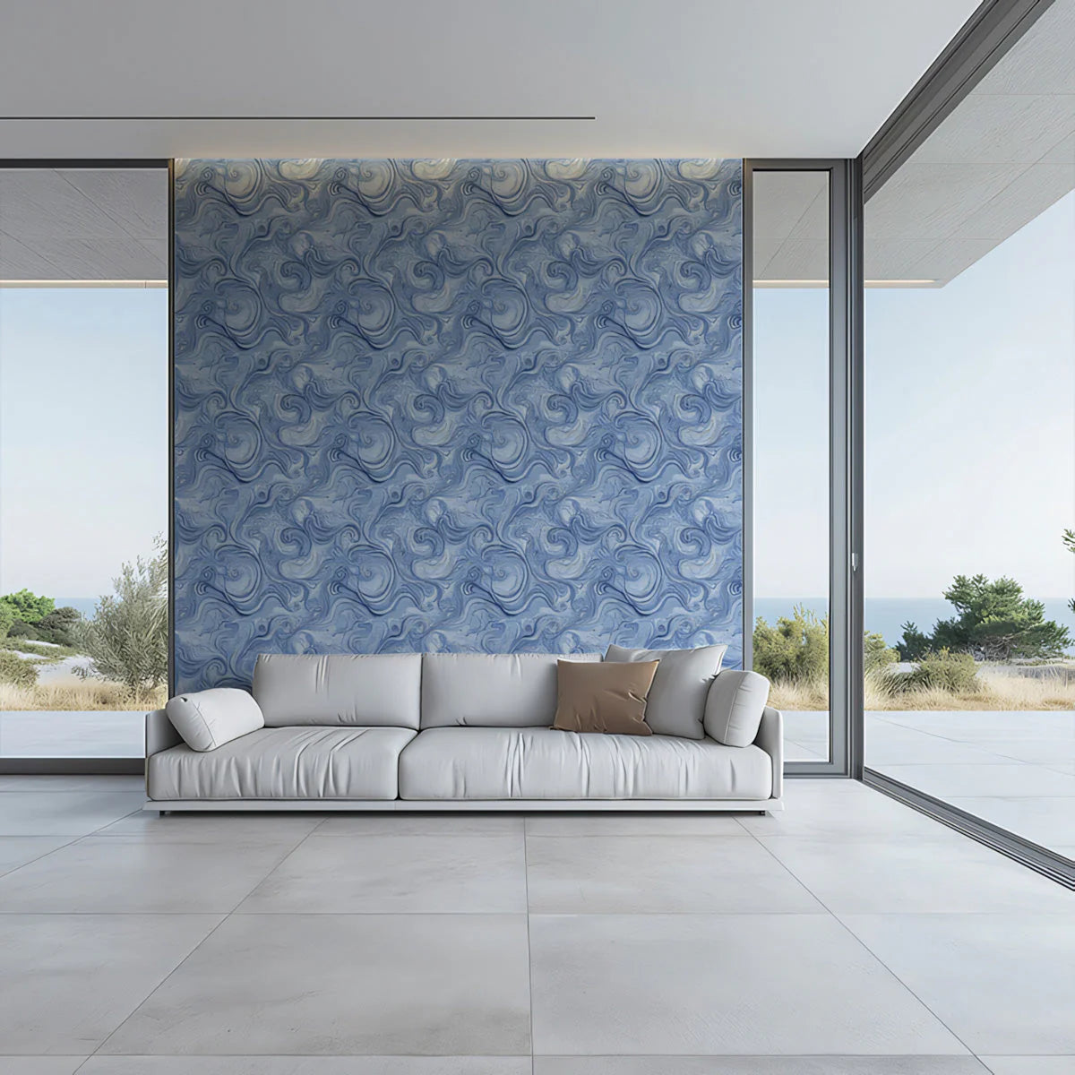 Ocean Swirl Mural Wallpaper — Fluid Marble Waves Design Mural Wallpaper - pure wallpaper artwork
