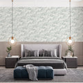 Stormwave Line Art Mural Wallpaper — Sage and Ivory Wave Pattern Mural Wallpaper - pure wallpaper artwork