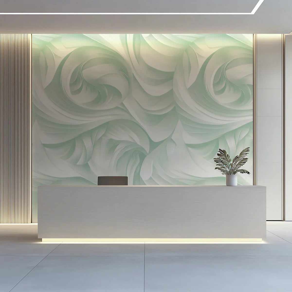 Mint Dreamwave Mural Wallpaper — Fluid Abstract Swirls Mural Wallpaper - pure wallpaper artwork