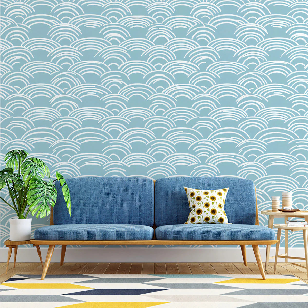 Seigaiha Wave Mural Wallpaper — Traditional Japanese Inspired Art Mural Wallpaper - pure wallpaper artwork