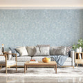 Stormwave Line Art Mural Wallpaper — Soft Blue Swirl Pattern Mural Wallpaper - pure wallpaper artwork