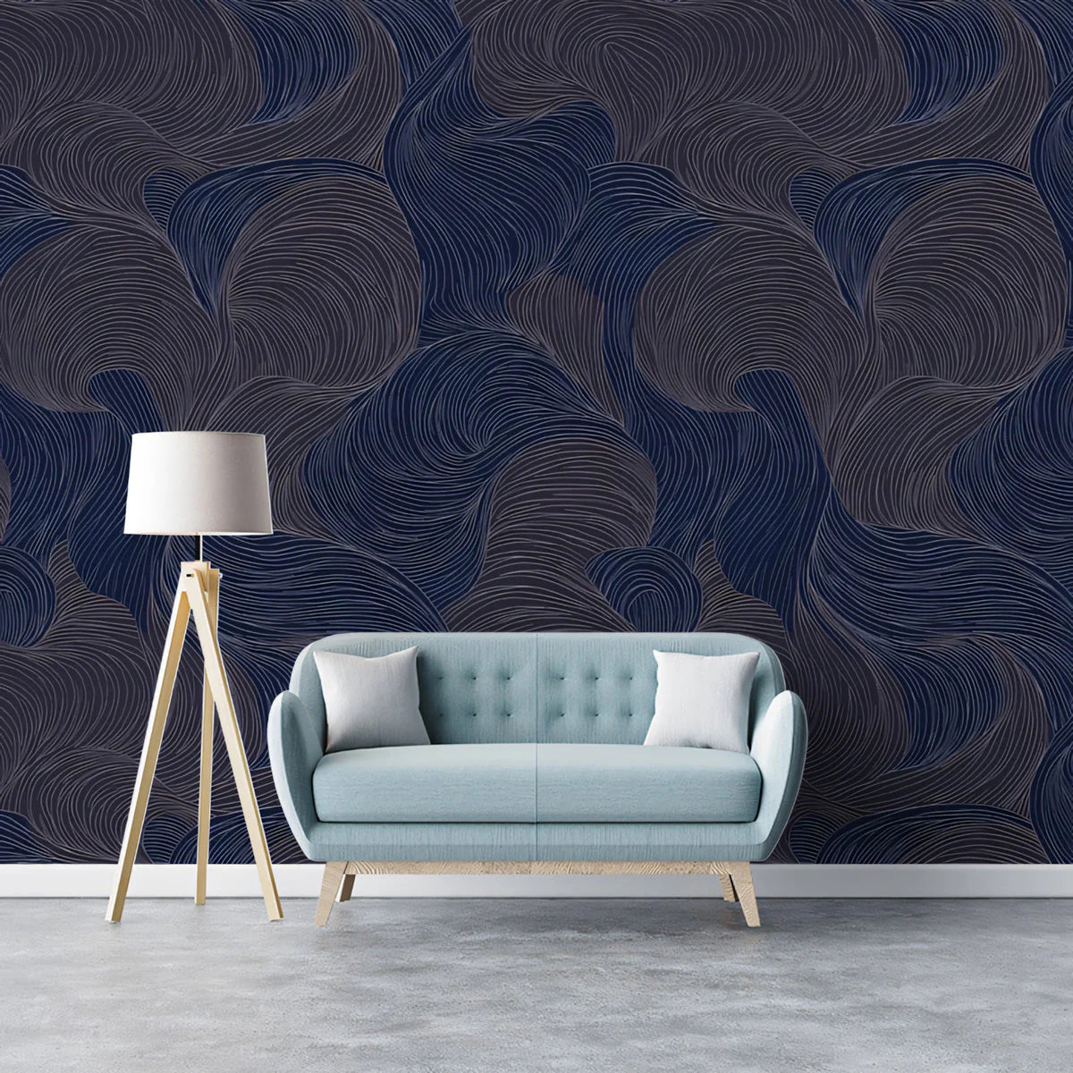 Midnight Swirl Mural Wallpaper — Moody Fluid Flow Pattern Mural Wallpaper - pure wallpaper artwork