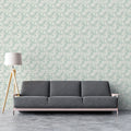 Feathered Wave Mural Wallpaper — Soft Sage and Cream Botanical Mural Wallpaper - pure wallpaper artwork