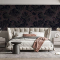 Midnight Bloom Wave Mural Wallpaper — Art Nouveau Inspired Design Mural Wallpaper - pure wallpaper artwork