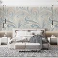 Marbled Swirl Mural Wallpaper — Soft Blue and Cream Pattern Mural Wallpaper - pure wallpaper artwork