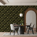 Metallic Diamond Geometric Mural Wallpaper in Antique Gold Mural Wallpaper - pure wallpaper artwork