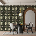 Art Nouveau Floral Mural Wallpaper — Olive and Cream Botanical Mural Wallpaper - pure wallpaper artwork