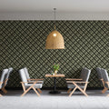 Vintage Botanical Diagonal Mural Wallpaper —Olive Floral Pattern Mural Wallpaper - pure wallpaper artwork