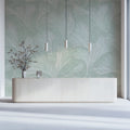 Ginkgo Leaf Line Art Mural Wallpaper — Soft Sage and White Mural Wallpaper - pure wallpaper artwork