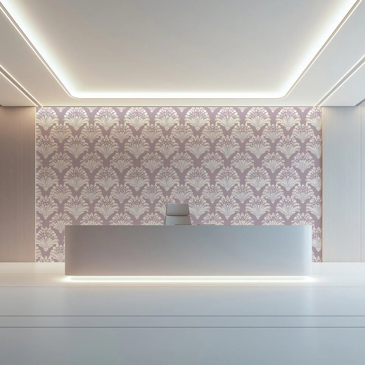 Lilac Fan Floral Mural Wallpaper — Vintage Deco Motif Mural Wallpaper - pure wallpaper artwork