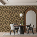 Vintage Rose Line Art Mural Wallpaper —Earthy Monochromatic Style Mural Wallpaper - pure wallpaper artwork