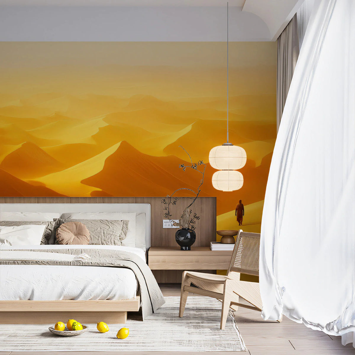 Golden Desert Dune Landscape Mural Wallpaper — Minimalist Horizon Mural Wallpaper - pure wallpaper artwork