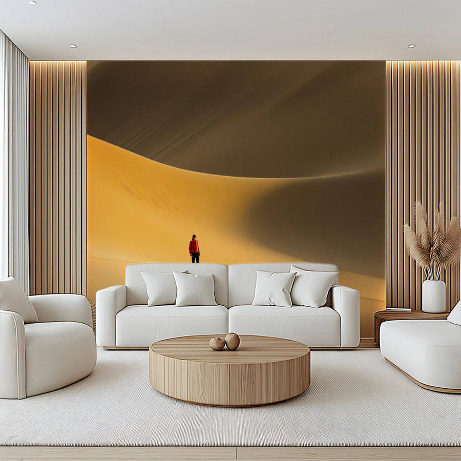 Solitary Desert Dune Mural Wallpaper — Minimalist Wanderlust Style Mural Wallpaper