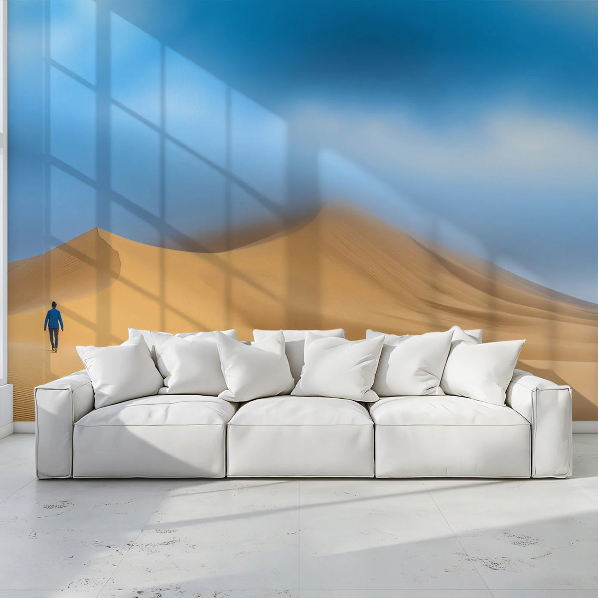 Solitary Desert Walker Mural Wallpaper Serene Exploratory Decoration Mural Wallpaper - pure wallpaper artwork