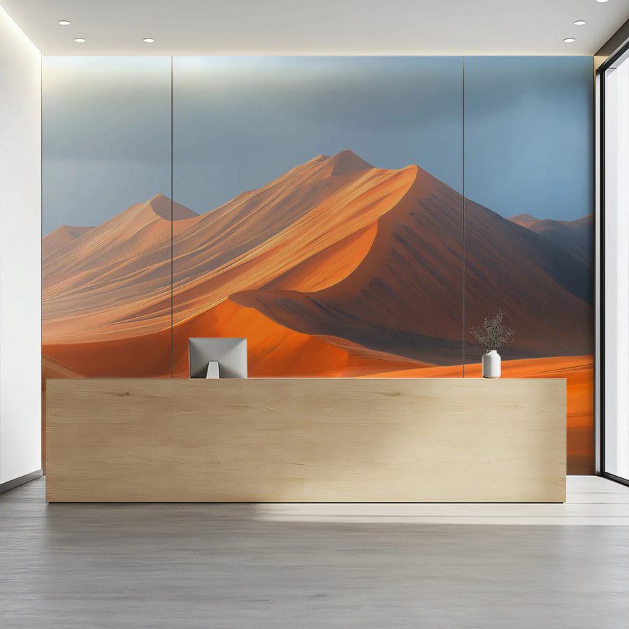 Golden Dune Landscape Mural Wallpaper — Minimalist Horizon Decor Mural Wallpaper