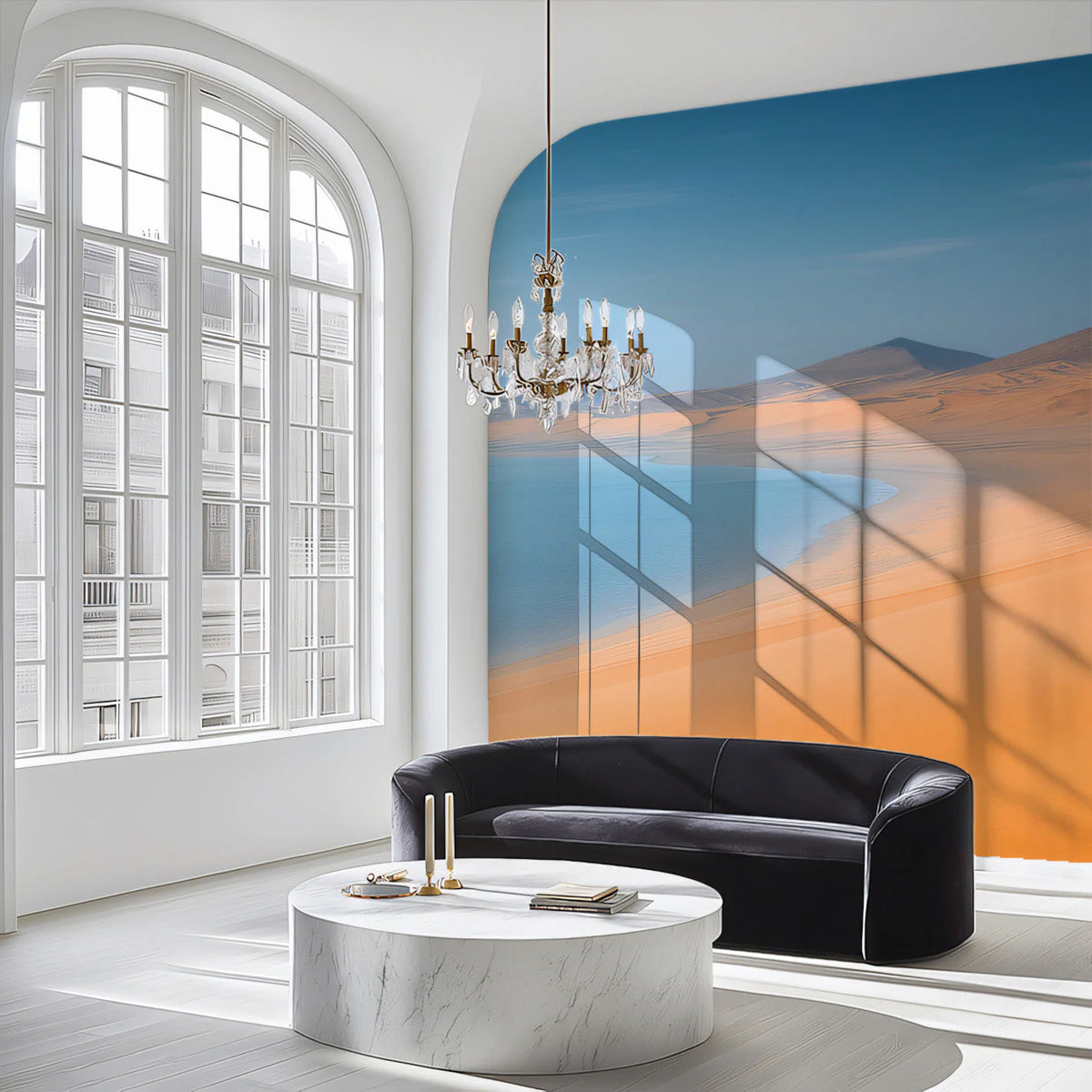 Desert Dune Coastal Landscape Mural Wallpaper — Horizon View Mural Wallpaper - pure wallpaper artwork