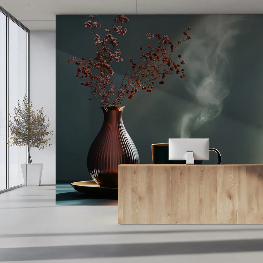 Still Life Steam Vase Mural Wallpaper — Artistic Minimalist Mural Mural Wallpaper