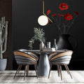 Scarlet Anemone Floral Mural Wallpaper — Minimalist Dark Art Mural Wallpaper - pure wallpaper artwork