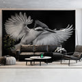 Black - and - White Bird II Living Room Mural Wallpaper Dramatic Minimalist Decoration Mural Wallpaper - pure wallpaper artwork