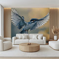 Kingfisher in Flight Mural Wallpaper — Soft Focus Wildlife Mural Wallpaper - pure wallpaper artwork