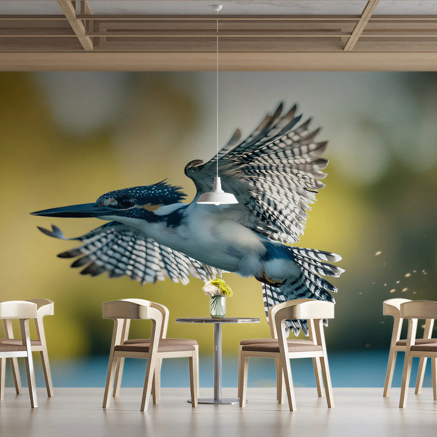 Kingfisher in Flight Mural Wallpaper — Nature Inspired Decor Mural Wallpaper