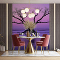 Coastal Sunset Tree Mural Wallpaper — Dreamy Purple Horizon Mural Wallpaper - pure wallpaper artwork