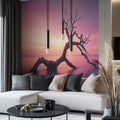 Driftwood Sunset Mural Wallpaper — Minimalist Nature Design Mural Wallpaper - pure wallpaper artwork