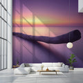 Floating Driftwood Sunset Mural Wallpaper — Ethereal Ombre Horizon Mural Wallpaper - pure wallpaper artwork