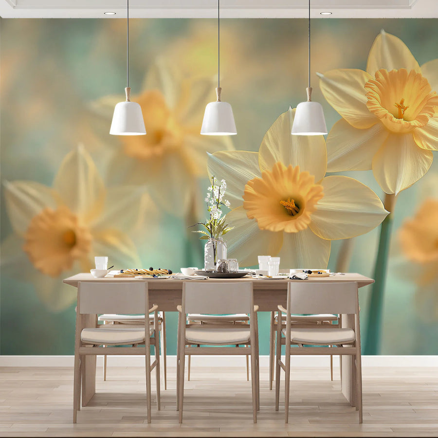Sun-Kissed Daffodil Floral Mural Wallpaper — Soft Botanical Decor Mural Wallpaper
