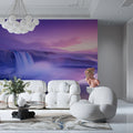 Frozen Waterfall Mountain Mural Wallpaper —Ethereal Violet Landscape Mural Wallpaper - pure wallpaper artwork
