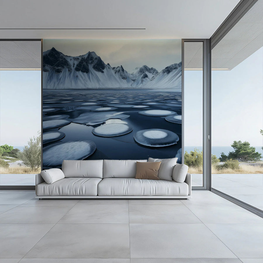 Arctic Ice Sheet Mural Wallpaper — Modern Mountain Landscape Mural Wallpaper