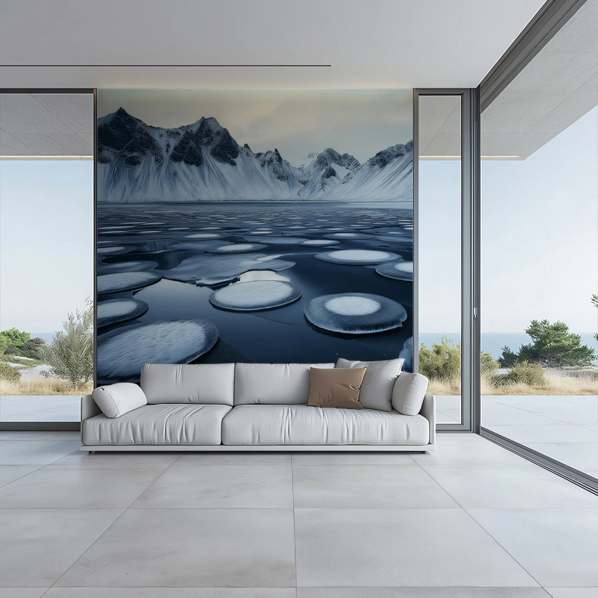 Arctic Ice Sheet Mural Wallpaper — Modern Mountain Landscape Mural Wallpaper - pure wallpaper artwork