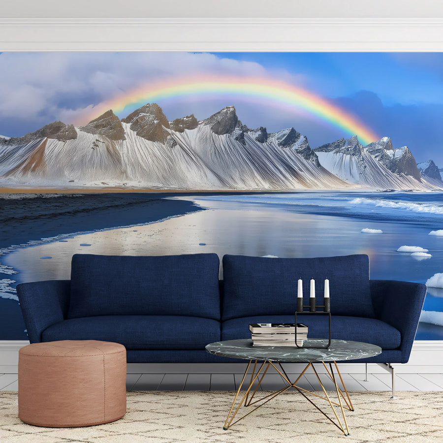 Rainbow Mountain Peak Mural Wallpaper — Vibrant Scenic Landscape Mural Wallpaper