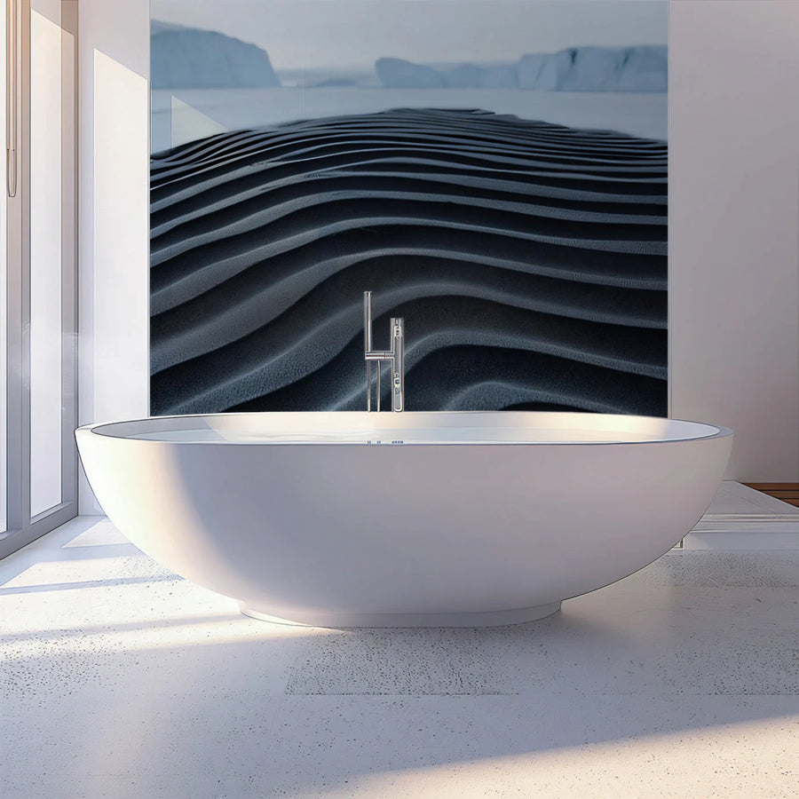 Arctic Sand Dune Wave Mural Wallpaper — Monochromatic Modern Design Mural Wallpaper