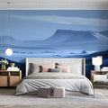 Arctic Horizon Mountain Mural Wallpaper — Minimalist Blue Landscape Mural Wallpaper - pure wallpaper artwork
