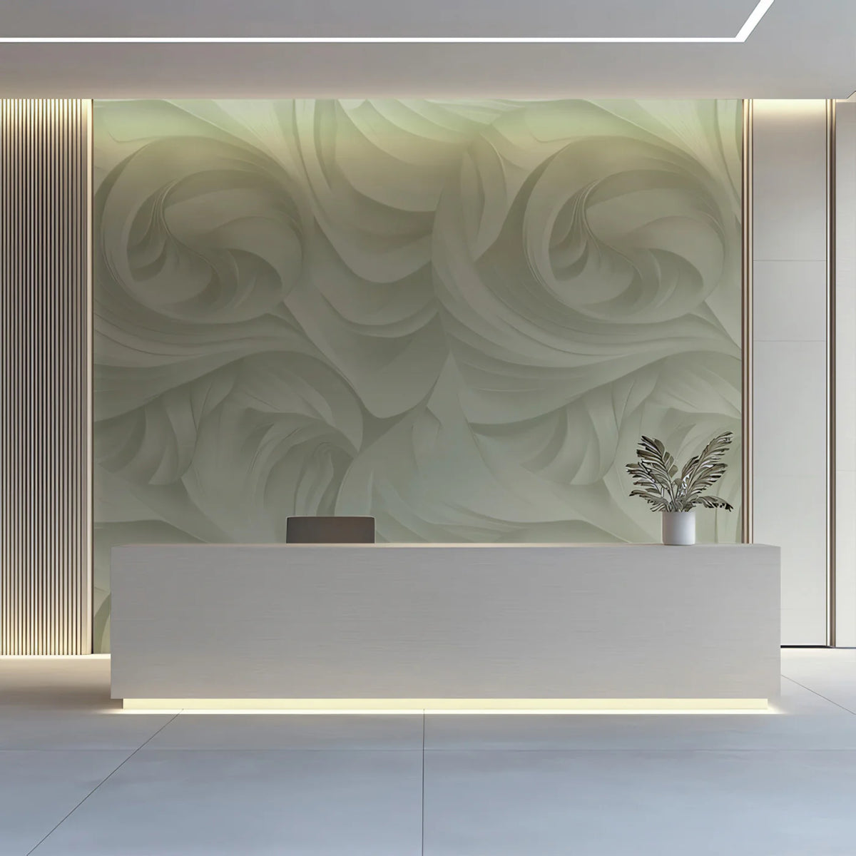 Sage Green Swirl Mural Wallpaper — Modern Abstract Texture Mural Wallpaper - pure wallpaper artwork