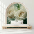 White Rose Oil Painting Mural Wallpaper — Artistic Floral Decor Mural Wallpaper - pure wallpaper artwork
