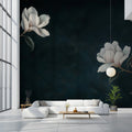 White Magnolia Branch Mural Wallpaper — Minimalist Floral Art Mural Wallpaper - pure wallpaper artwork