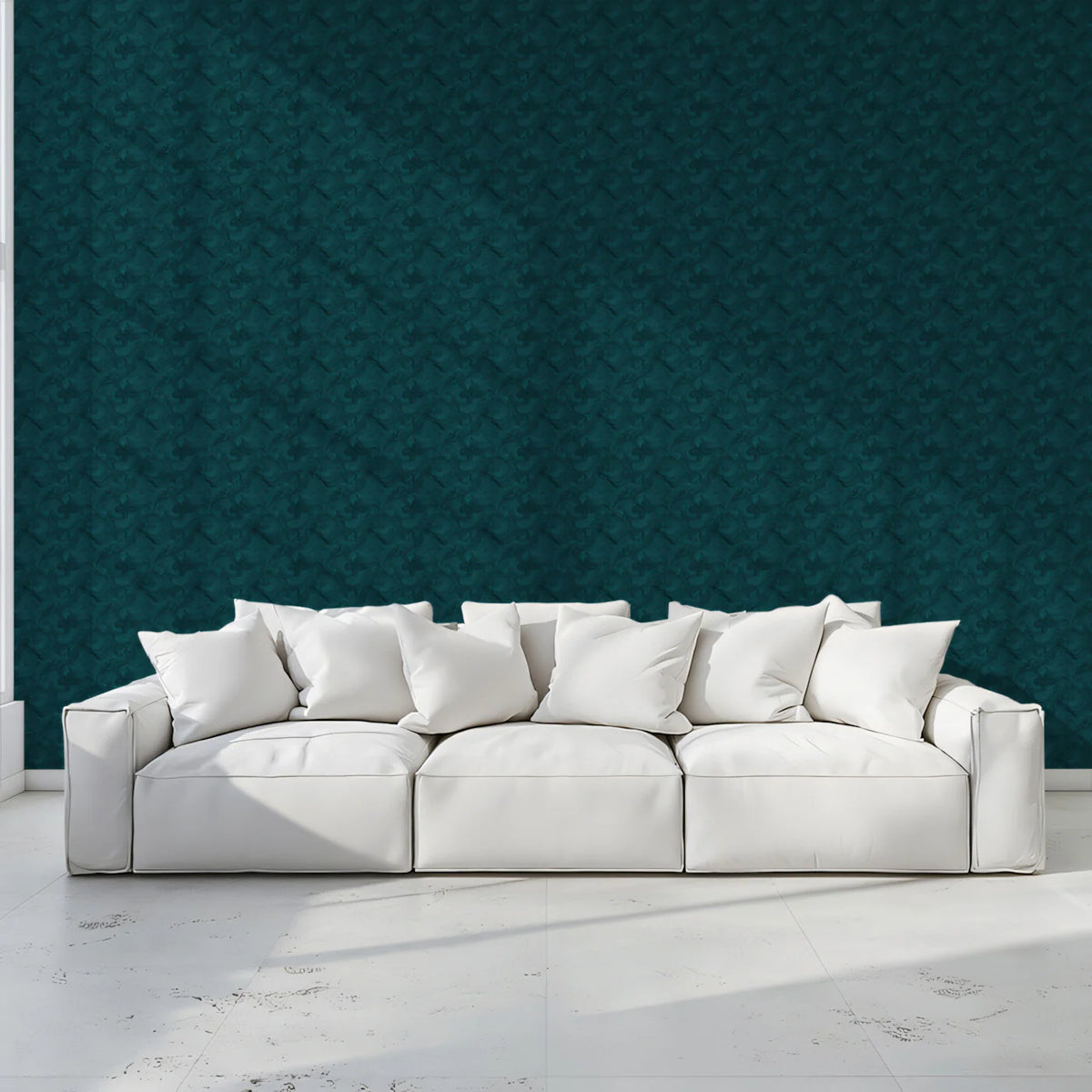 Deep Teal Woven Fabric Mural Wallpaper — Minimalist Texture Mural Wallpaper - pure wallpaper artwork