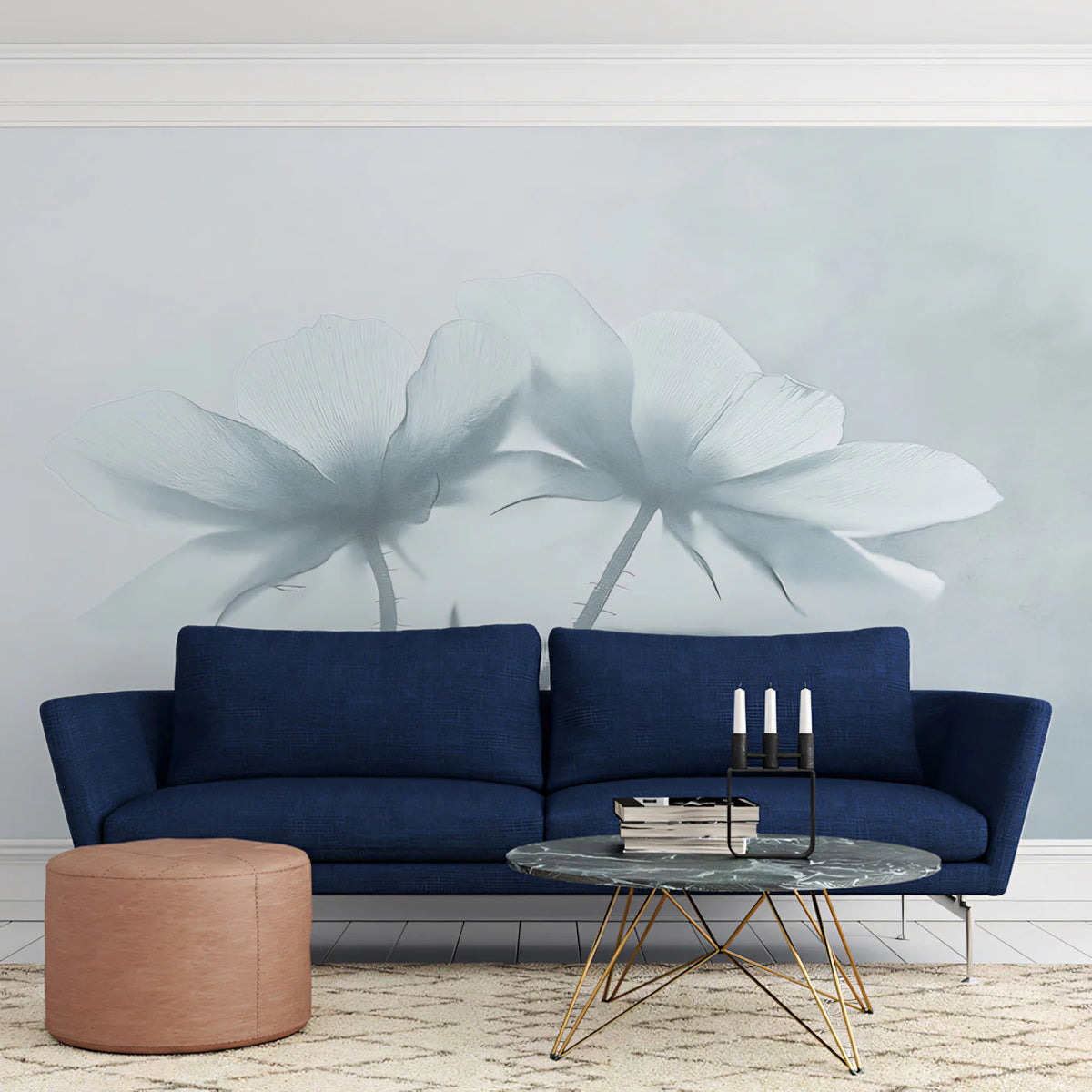 Ethereal Ghost Flower Mural Wallpaper — Soft Focus Floral Mural Wallpaper - pure wallpaper artwork