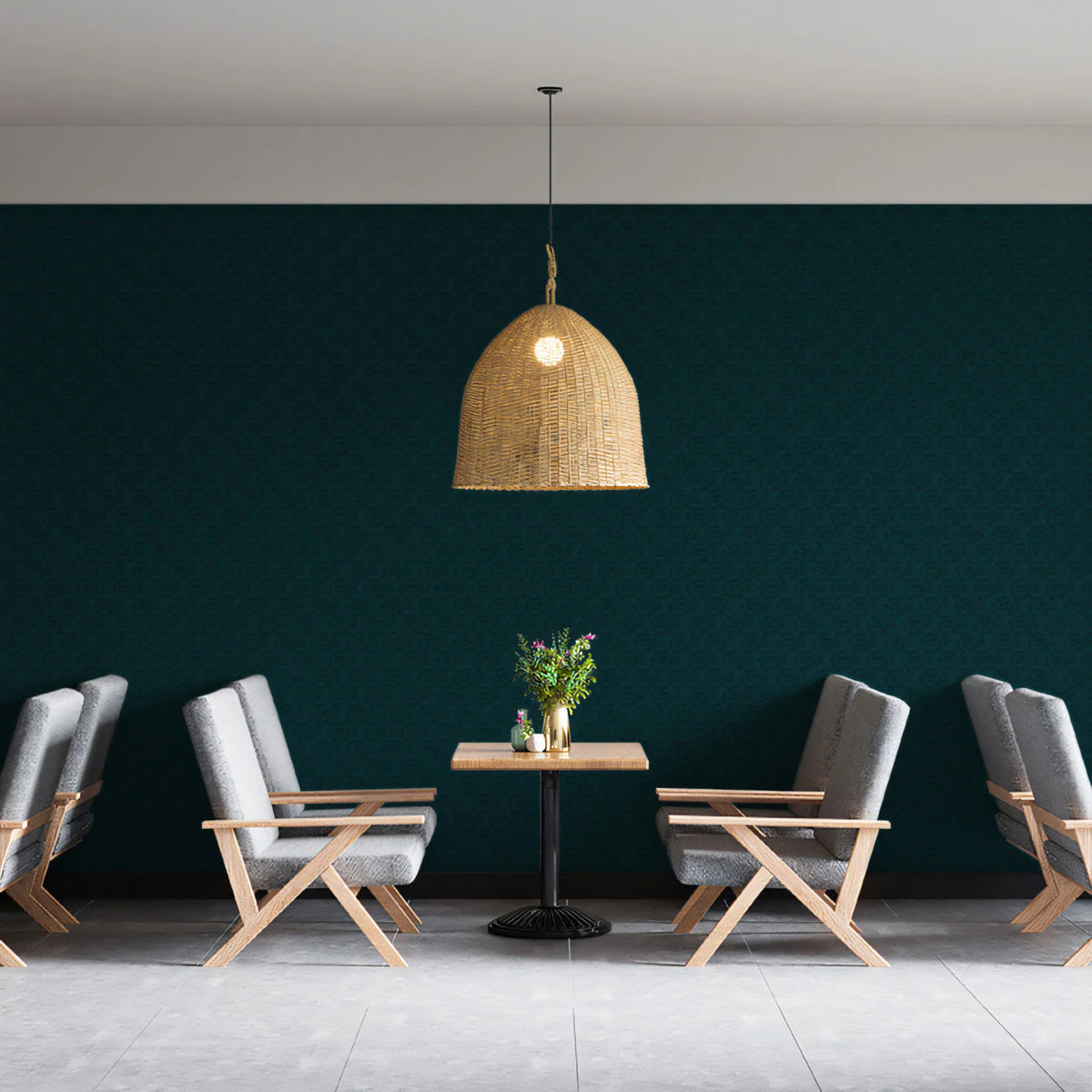 Deep Teal Damask Mural Wallpaper — Subtle Ornate Pattern Mural Wallpaper - pure wallpaper artwork