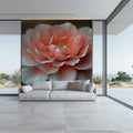 Large Peony Bloom Mural Wallpaper — Warm Romantic Floral Art Mural Wallpaper - pure wallpaper artwork