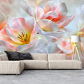 Radiant Tulip Bloom Mural Wallpaper — Soft Painterly Floral Mural Wallpaper - pure wallpaper artwork