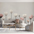 Minimalist Tulip Garden Mural Wallpaper — Soft Pastel Floral Mural Wallpaper - pure wallpaper artwork